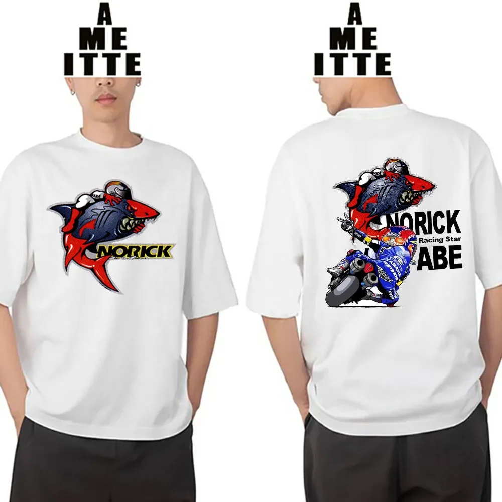 

Norick Abe - YZR500 GP Race Classic T-Shirt New Men Short Sleeve Boy Adventure Sport Casual White Tops Man Motorcycle Rider Tees