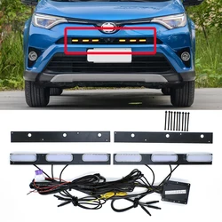 Front Bumper LED Grille Turn Signal Light Compatible with Toyota RAV4 2016 2017 2018 DRL Driving Daytime Runing Light Fog Lamp