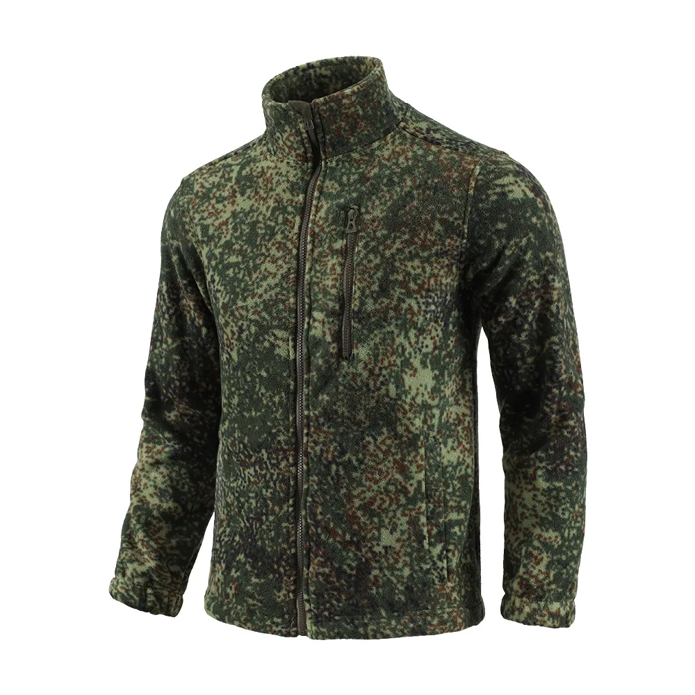 

ESDY Fleece Jacket Stand-Up Collar Winter Double-sided Fleece Cardigan Inner Liner Warm Work Outdoor Camo Tactical Coats Men