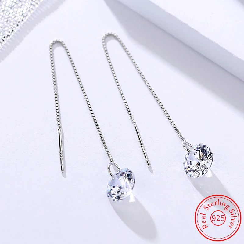 

New Quality Jewelry Woman's 925 Sterling Silver Zircon Crystal Drop Earrings Fashion FQL25030