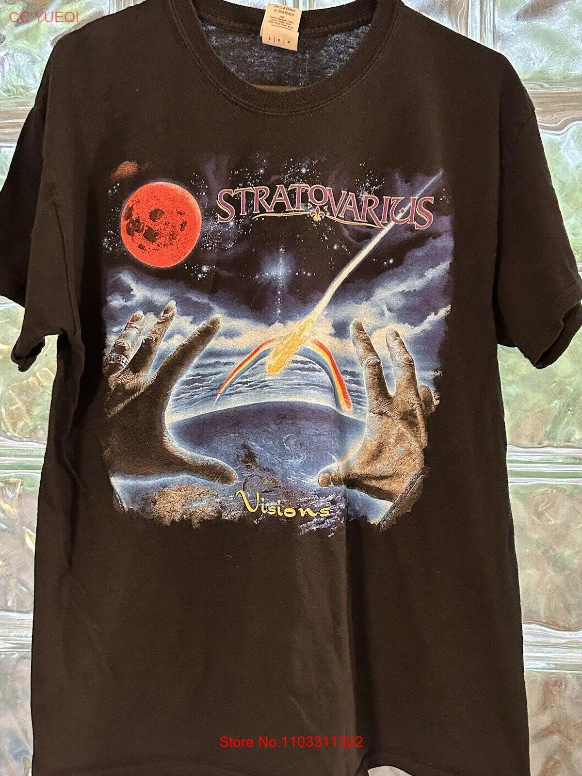 Stratovarius T-shirt Sz L 1997 Power Metal Band Visions Sonata Arctica Helloween