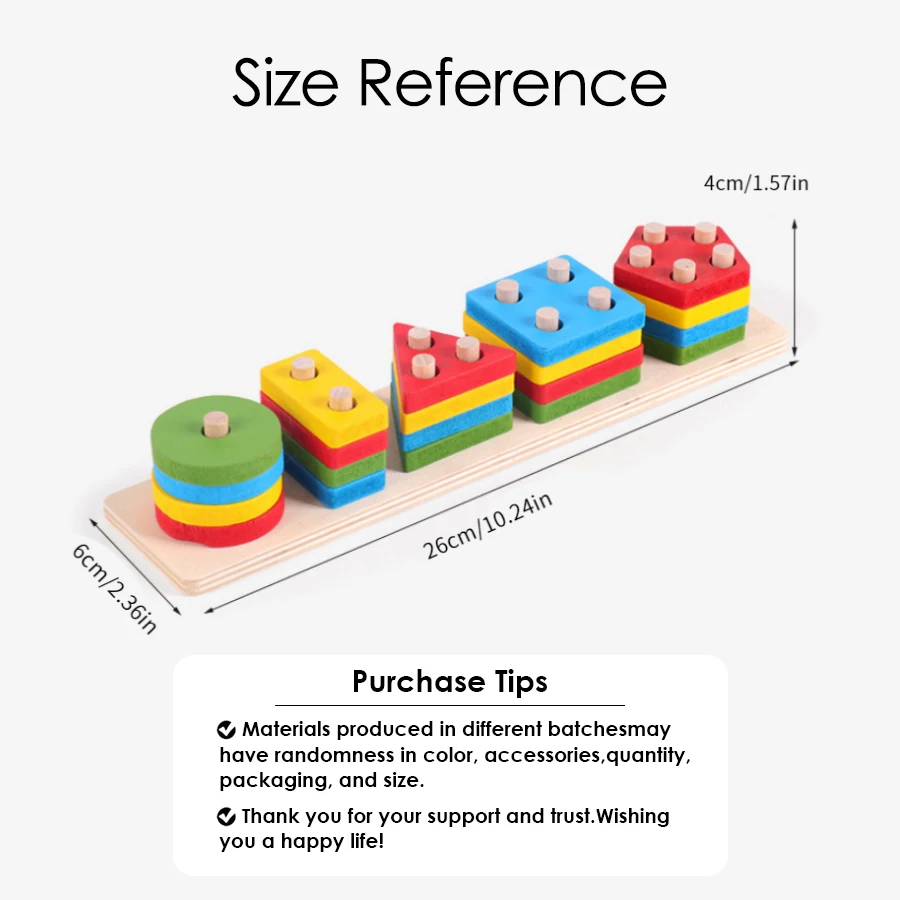 Jouets en bois Montessori pour enfants, jouets empilables de tri en bois pour bébés et tout-petits, trieur de couleurs de formes éducatives, cadeaux pour enfants d'âge préscolaire