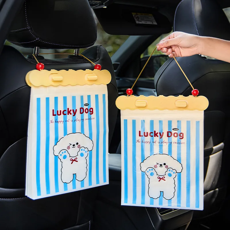 Car Trash Bag with Hanger, 20 Pcs Garbage Bags 25.5x30cm, Drawstring Bags for Headrest Seat Back, Car Interior Accessories