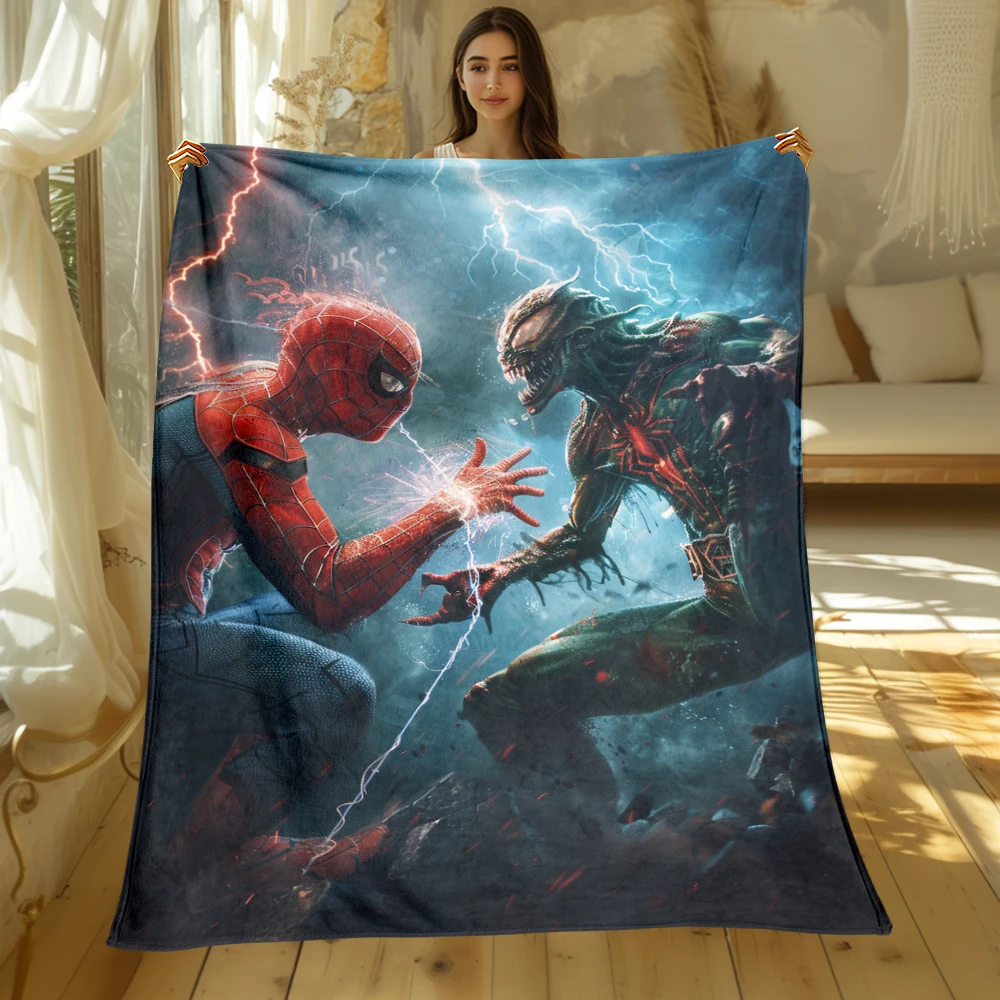 Spider Man HD Printed Flannel Thin Blanket.for Sofa,beds,living Rooms,travel Blanket Gifts.Four Season Gift Blankets