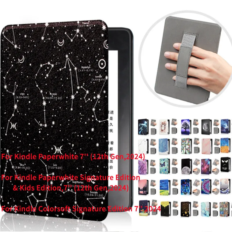 

Чехол для Kindle Paperwhite 12-го поколения 2024 Signature Edition Colorsoft, 7-дюймовый защитный чехол для электронной книги, умный чехол для сна