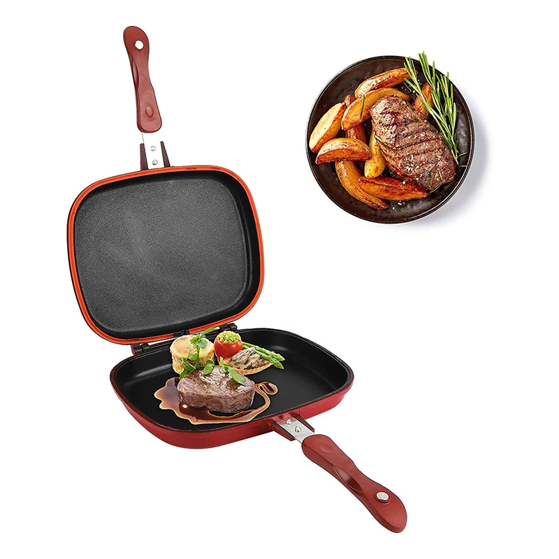 Double Side Bread Frying Pan Non Stick Barbecue Plate Multiple Purposes Sandwich Toaster Mold Heat-Resistant Toastie Waffle