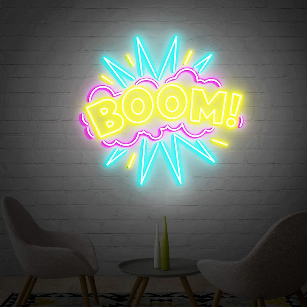 

Boom Neon Sign Comic Speech Bubbles Boom Sign for Living Room Home Bar Club Wall Art Decor Led Neon Light Personalized Gifts