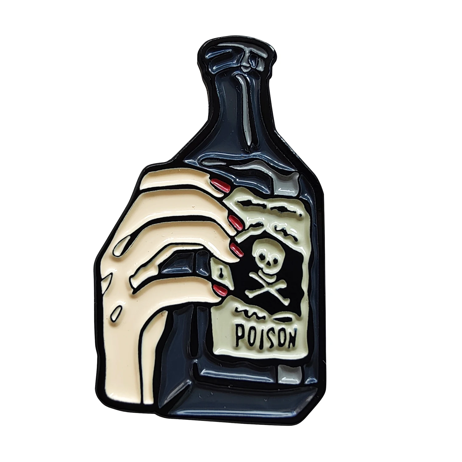 Addams Poison Bottle Horror Enamel Pin Lapel Brooch Metal Badge Jewelry Accessary