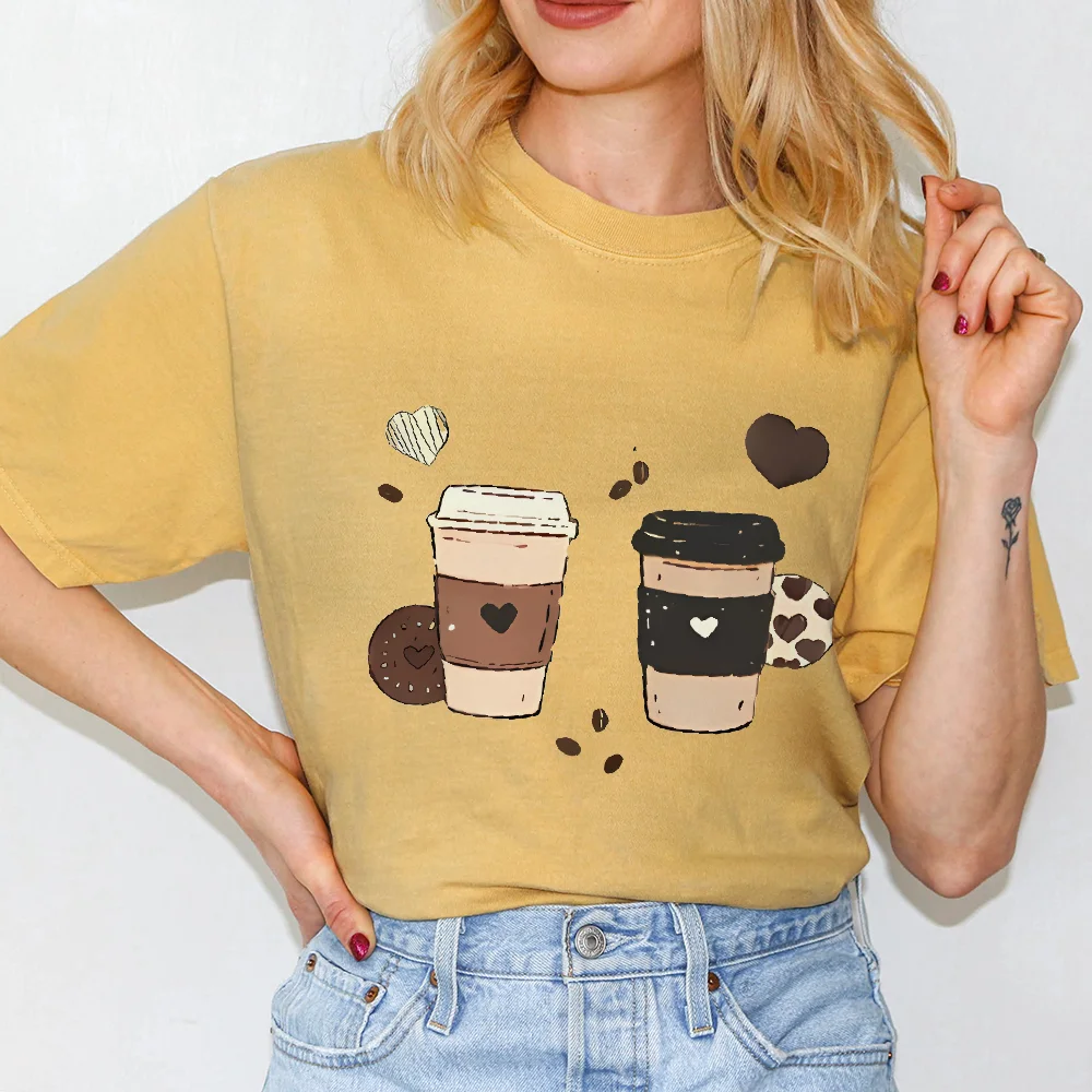

Cartoon Cute Milk Tea Cup Summer 2025 Graphic Tee Women | Y2K Hand-Painted Korean Style T-shirt | Fashion Top