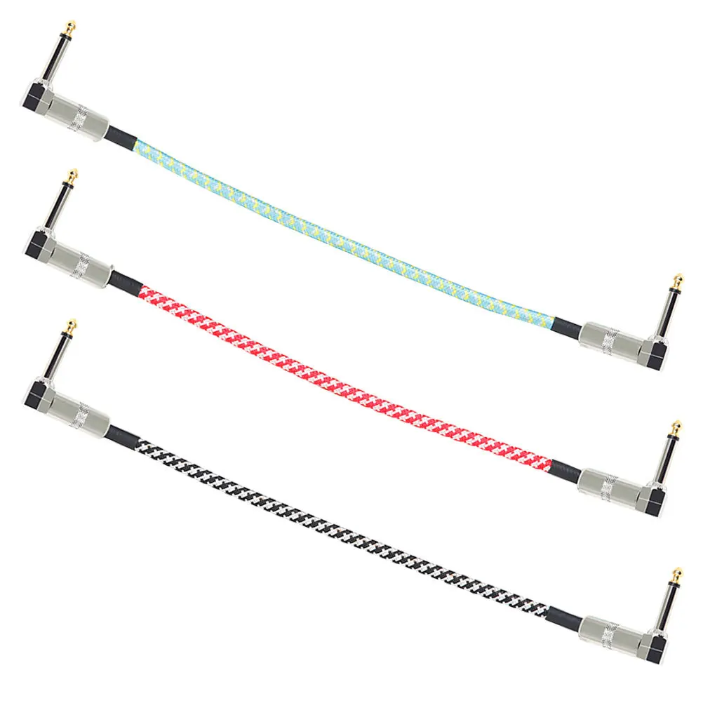 

3Pcs Guitar Effect Cable Nylon Braided Durable Patch Cable 6.35mm Male to Male for Electric Bass Guitar Keyboard Audio