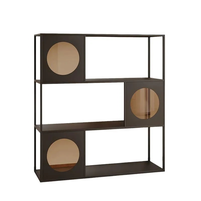 Cream wind wrought iron bookshelf shelf, floor-to-ceiling integrated living room storage cabinet, simple modern home
