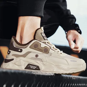 Men's sports shoes fashion thick soled breathable comfortable casual shoes outdoor walking lightweight flat shoes men