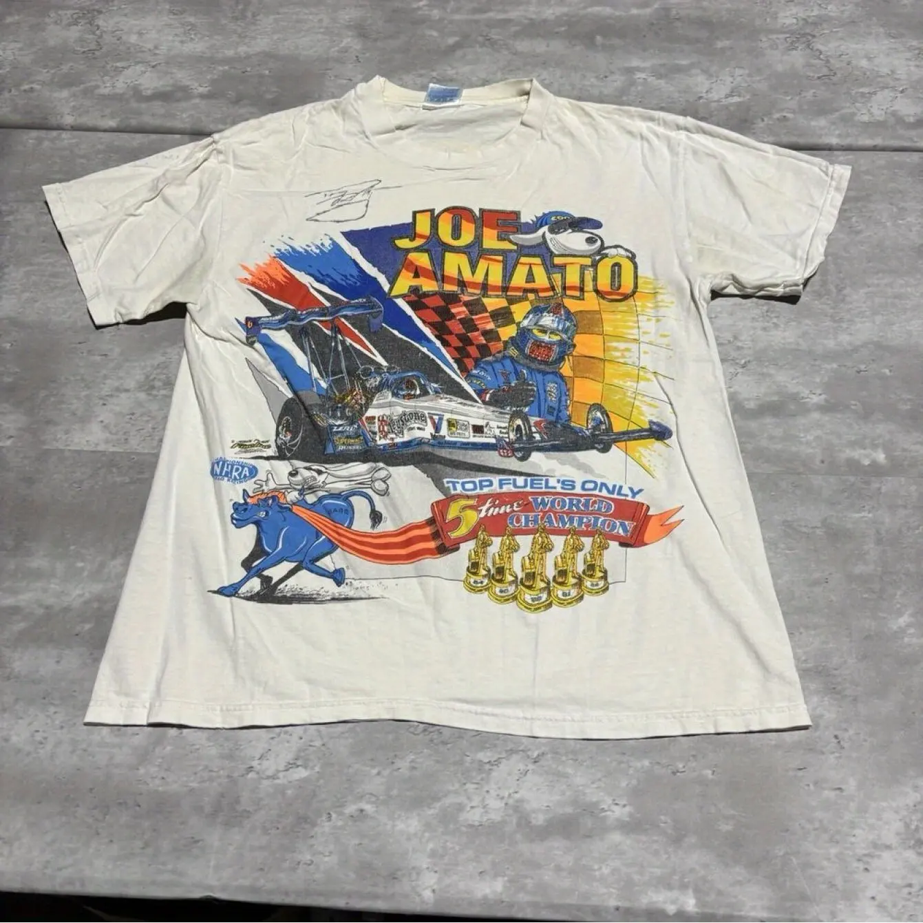 

Men's Vintage Drag Racing Graphic T-Shirt Joe Amato Superior Denim Design Loose Fit Short Sleeve All-Season Wear