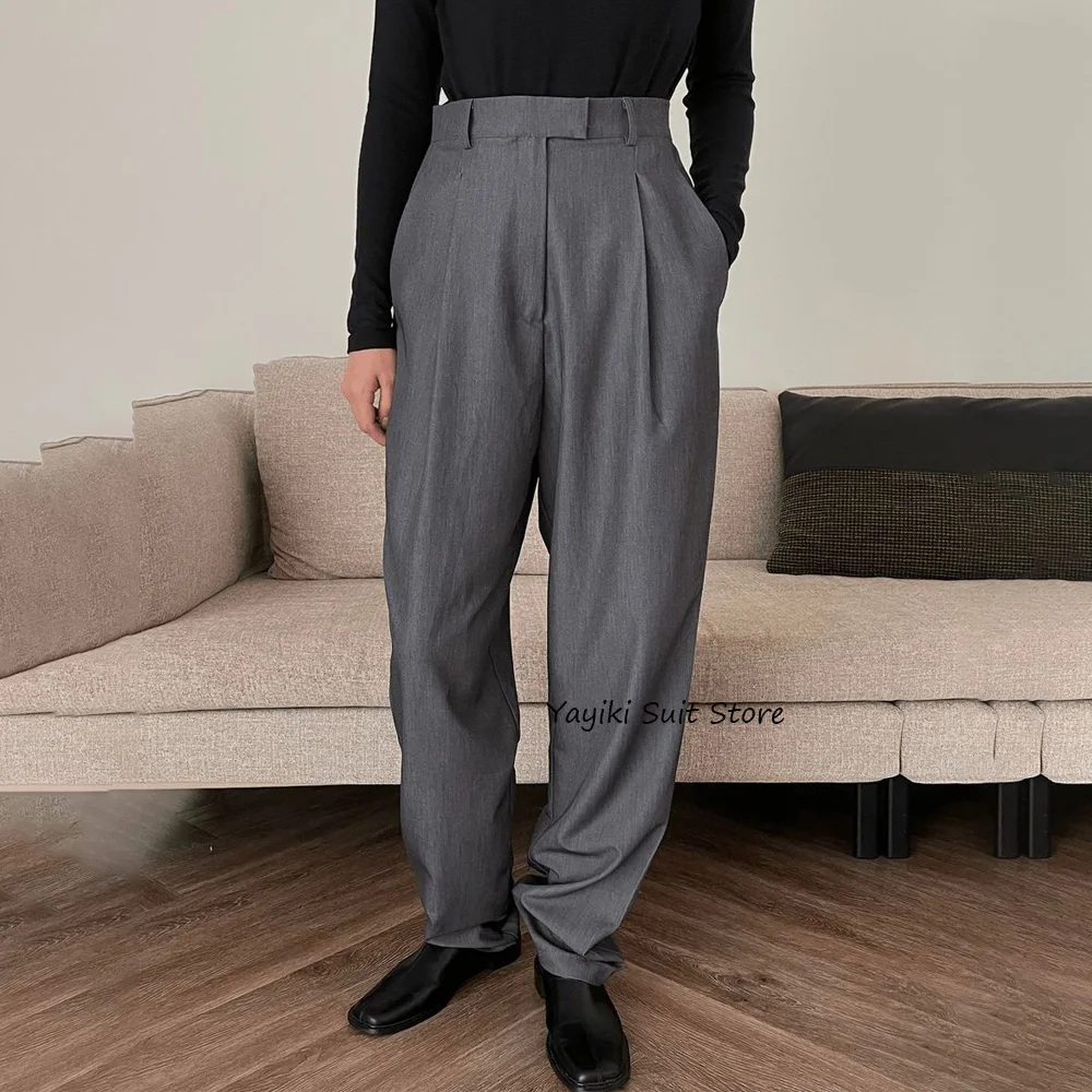 

Polyester Straight Pants for Man Trousers Loose Fit Solid Color Business Casual Men's Tailoring Pants Work Trouser Classic