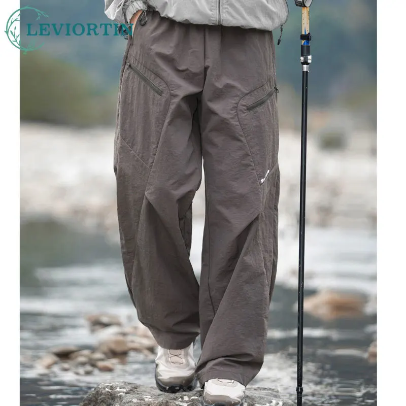 

Мужские весенне-осенние модные брендовые свободные прямые брюки для спорта на открытом воздухе, рабочая одежда с разрезом и карманами, повседневные брюки