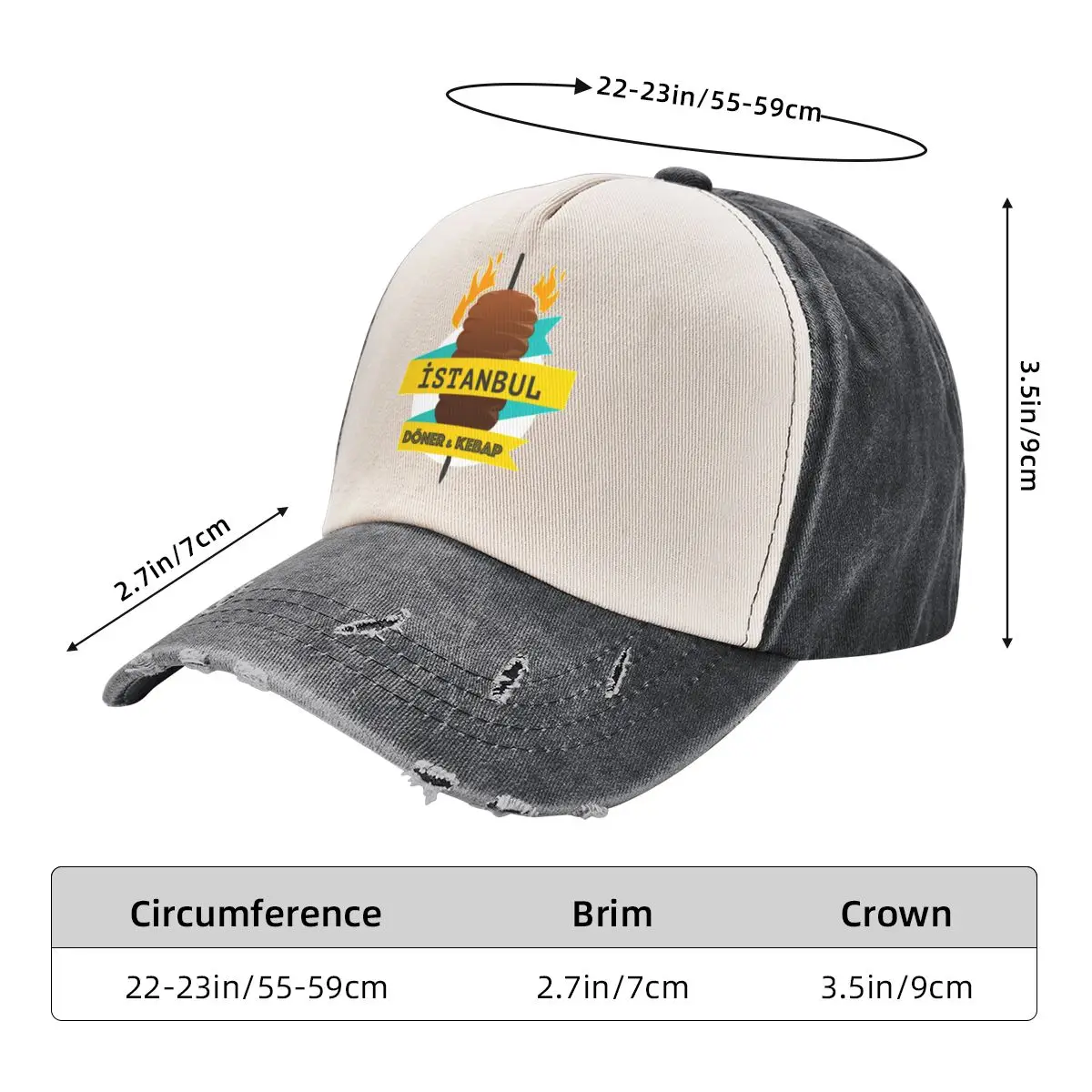 Gorras de béisbol lavadas de Doner Kebab, Unisex, moda