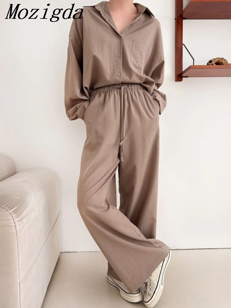 

Autumn Winter Two 2 Piece Set Casual Women's New Simple Loose Shirt Pants Fashion Versatile Polyester Fiber Skirt Set