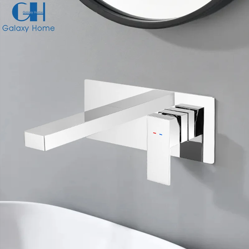 

Stainless Steel Wall Mounted Bathroom Basin Faucet Mixer Tap Single Handle Hot and Cold Water