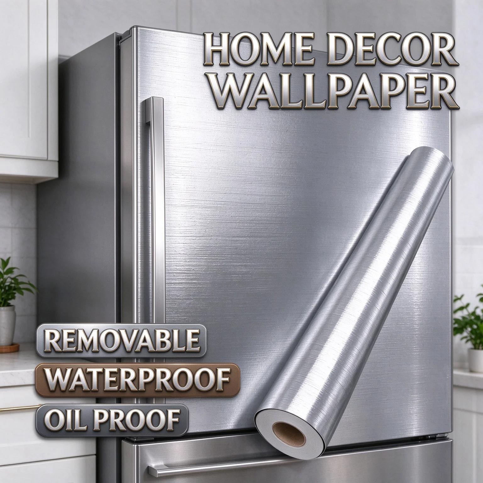 Appliance Kitchen Elevator Decor Sticker Stainless PVC Wall Sticker Peelable Wallpaper Decorative Vinyl Waterproof Oil Resistant