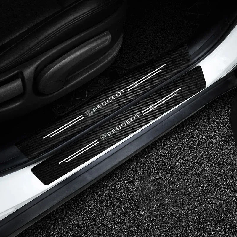 

Auto Door Sill Carbon Fiber Sticker Protector Strip For Peugeot 408 4008 308 3008 Rifter 5008 508 2008 208 301 RCZ Accessories