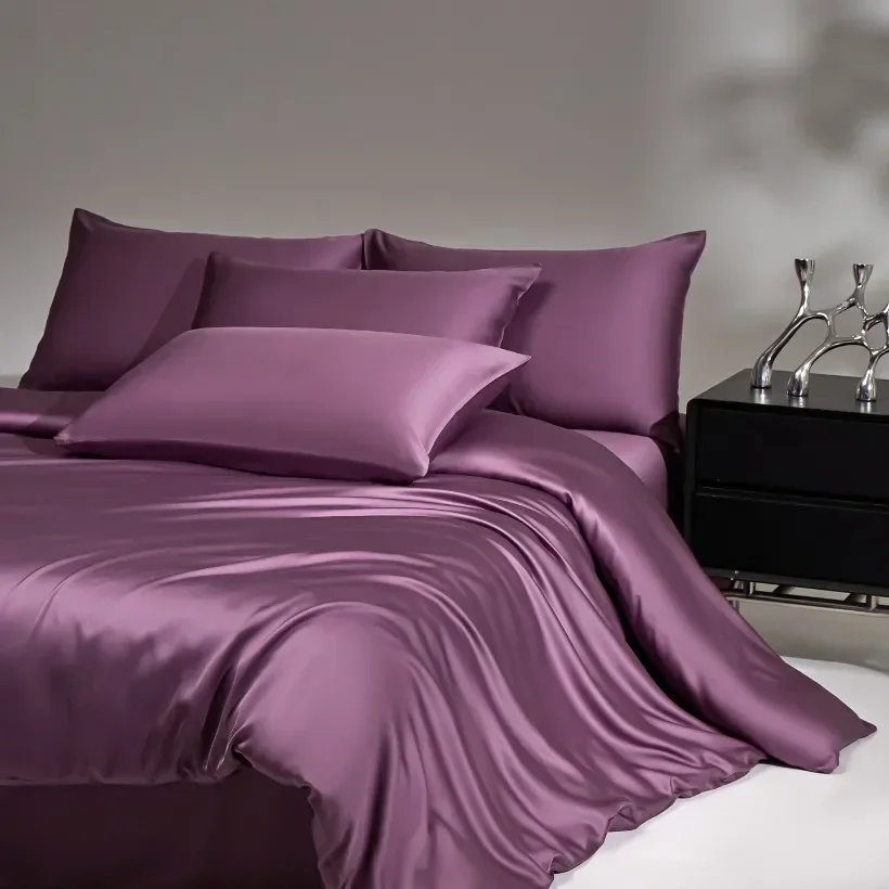 3/4pcs Mulberry Silk Bedding Set Duvet Cover Flat Sheet Pillowcase Set Natural Silk Single Queen King Duvet Set Gift Box