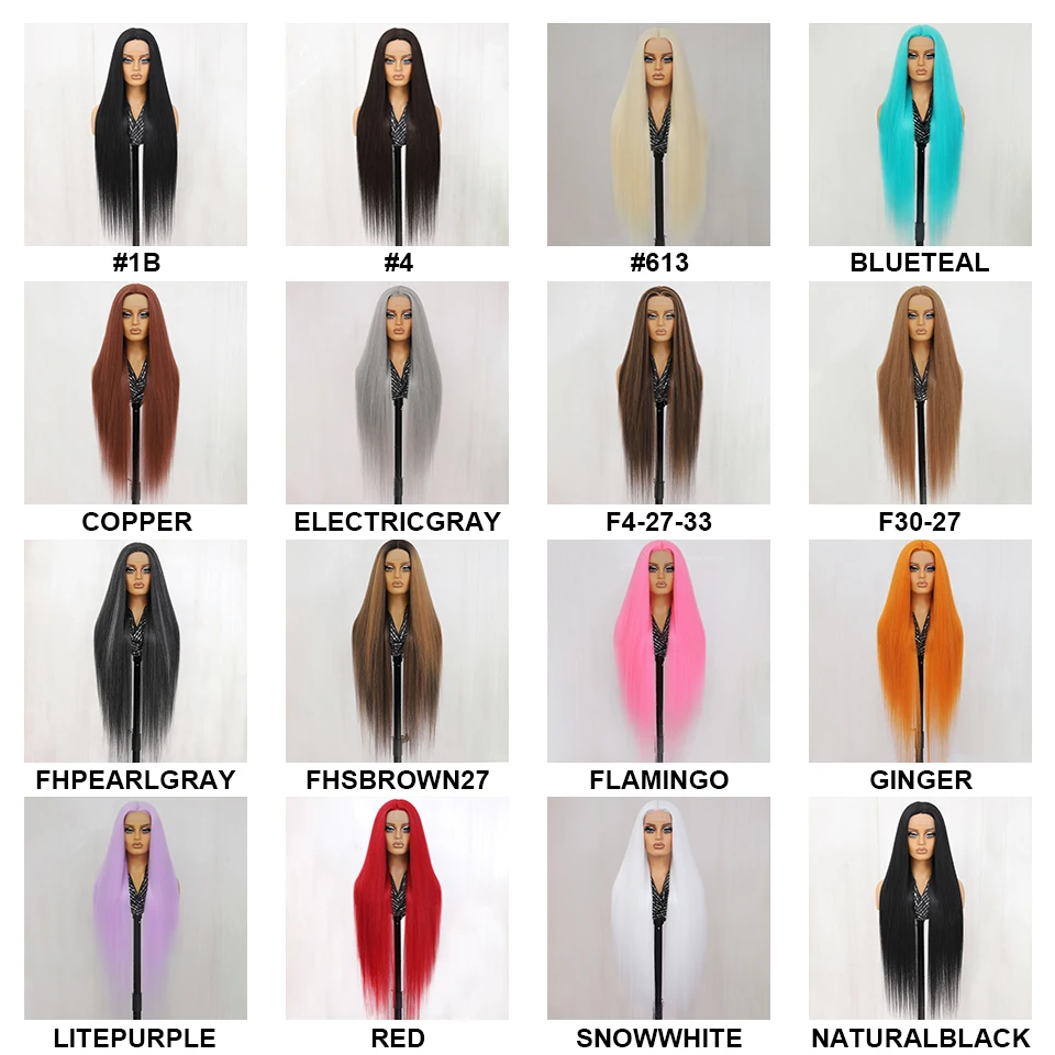 40 Inch Synthetic Straight Lace Front Wigs For Afro Women Curly Afro Lace Front Wigs for Black Women High Temperature Fiber Wigs