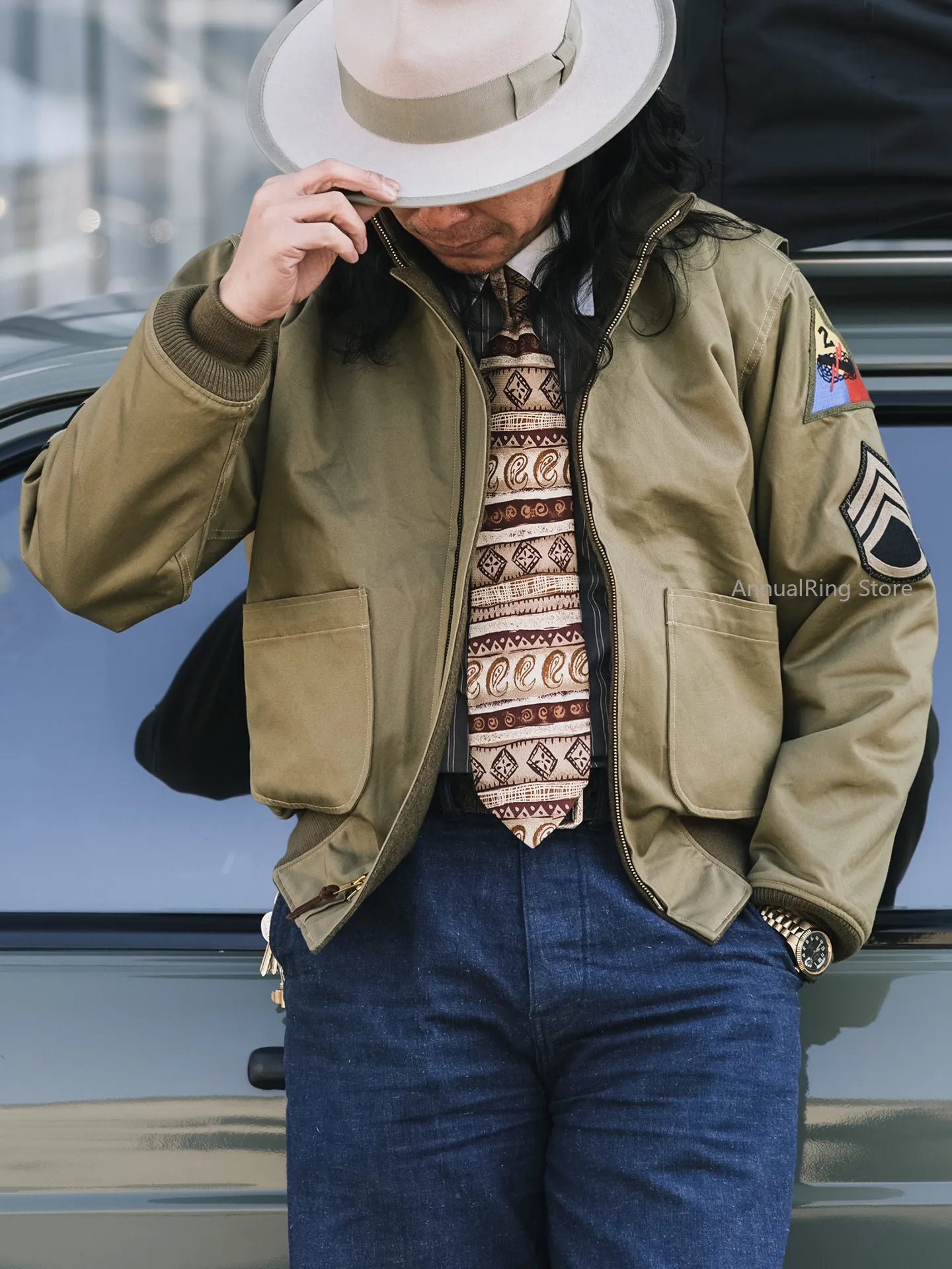 BRONSON Fury 1st Pattern Tank Jacket, Reproduction Heavy Wool Lined Vintage Military Tanker Field Coat