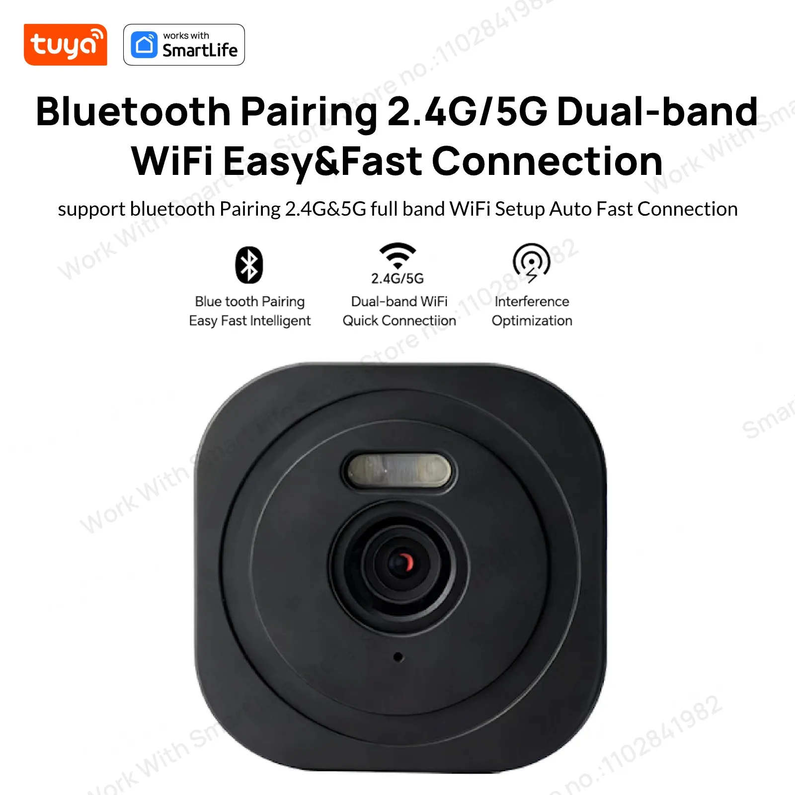 3MP 2K Tuya Window Camera,2.4GHz & 5GHz WiFi Indoor Cameras for Home Security W/Color Night Vision,Person Motion Detection,Easy