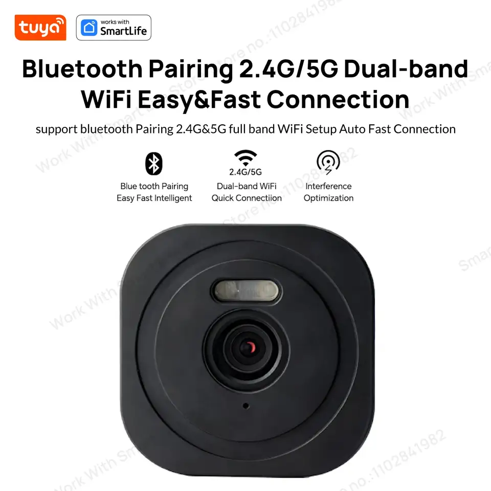 3MP 2K Tuya Window Camera,2.4GHz & 5GHz WiFi Indoor Cameras for Home Security W/Color Night Vision,Person Motion Detection,Easy - 2