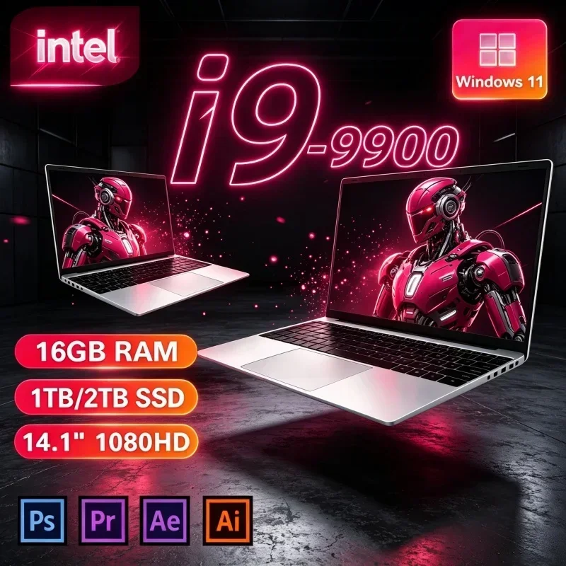 2026 New 14.1" Laptop Intel I9‑9900 16/32GB RAM 2TB SSD Win11 Business Office Study