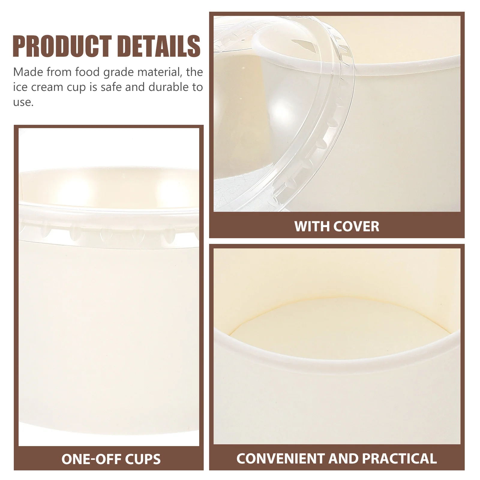 

50Sets Ice Cream Cups Dessert Bowl Yogurt Bowl Suitable for Personal and Family Use Ice Cream Paper Cup Paper Cake Cup