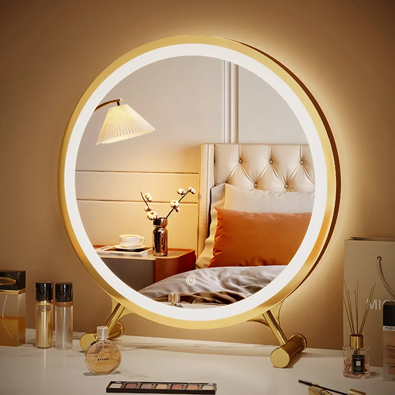 

Large round Desktop LED Mirror eup Mirror for Students Dormi Bedroom Vani Table Light Supplementing round Mirror
