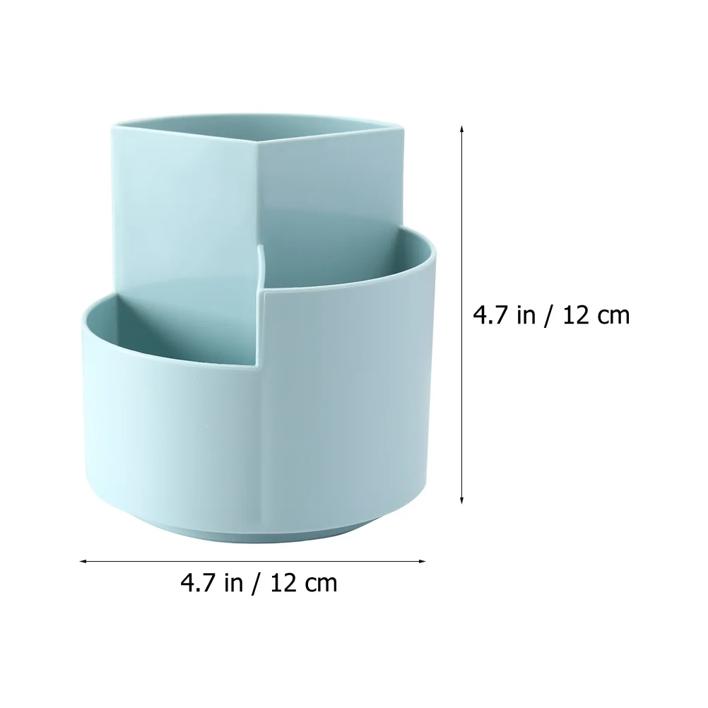 

Rotatable Plastic Pen Organizer Desktop Storage Box Pencil Pot 3 Compartments Stationery Makeup Brush Holder Rotating Pen Holder