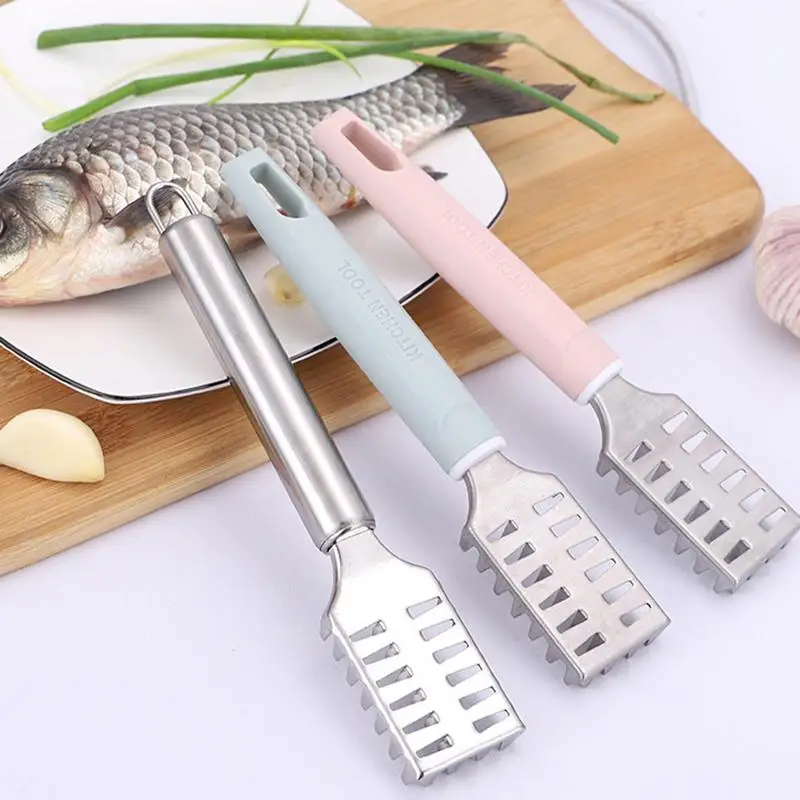 Fish Scaler Remover  Stainles Steel Handle Fish Scale Scratch Peeler Descaler Cleaning Kitchen Durable Tools for Seafood Markets