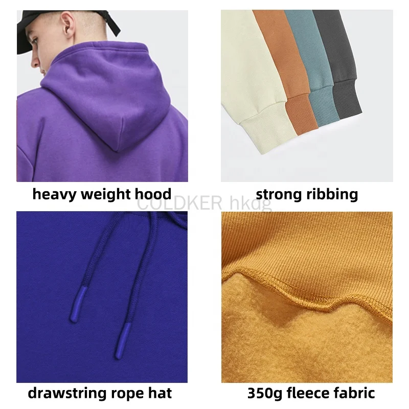 350 Grams Mens Thick Fleece Lined Men's Hoodies Oversized High Quality Blank Hoodies For Winter Unisex