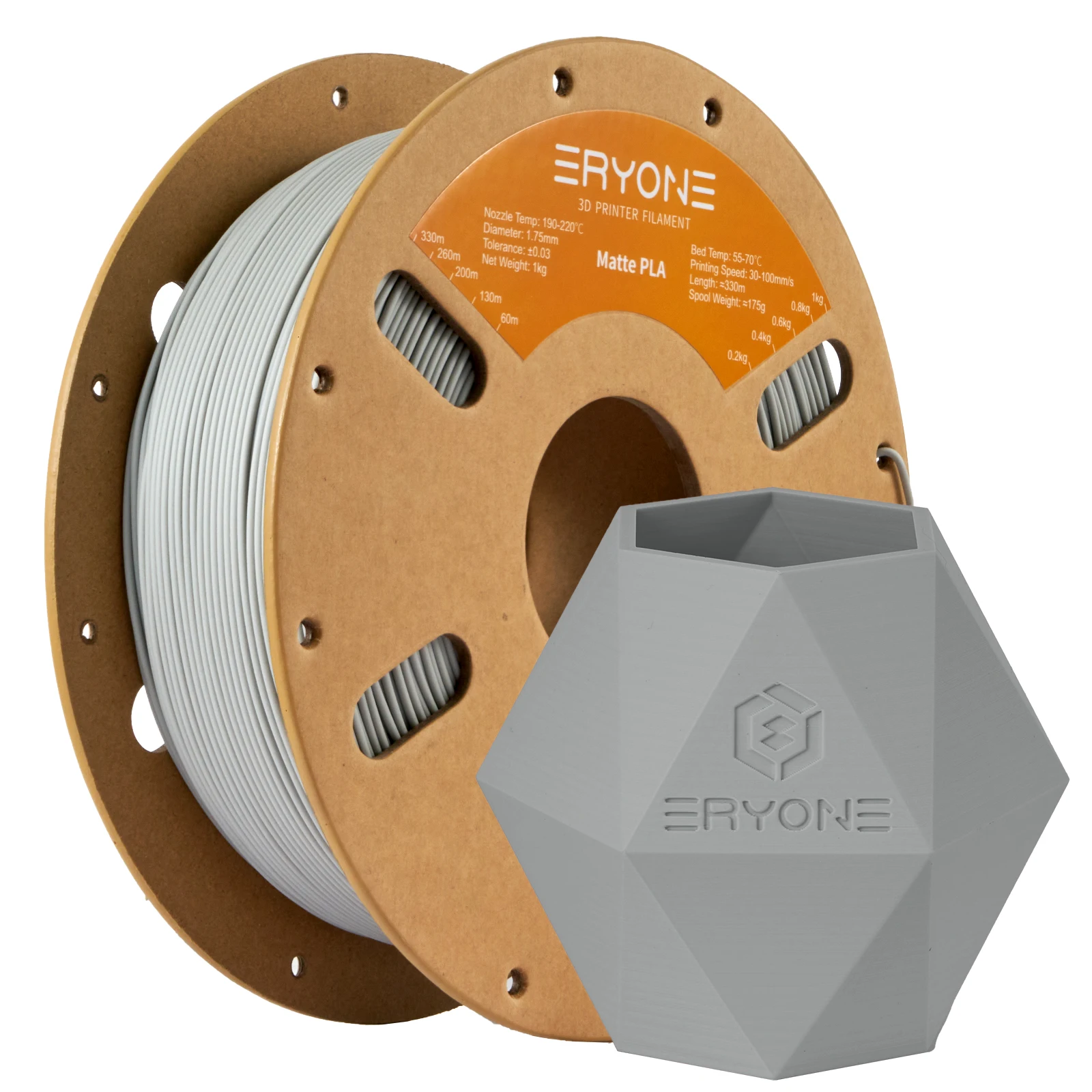 ERYONE 1KG Matt/HS-Matt PLA 3D-Drucker Filament 1,75mm, Premium Matt-Finish Blendfrei, Glatte Oberfläche Hochwertige 1kg Spule