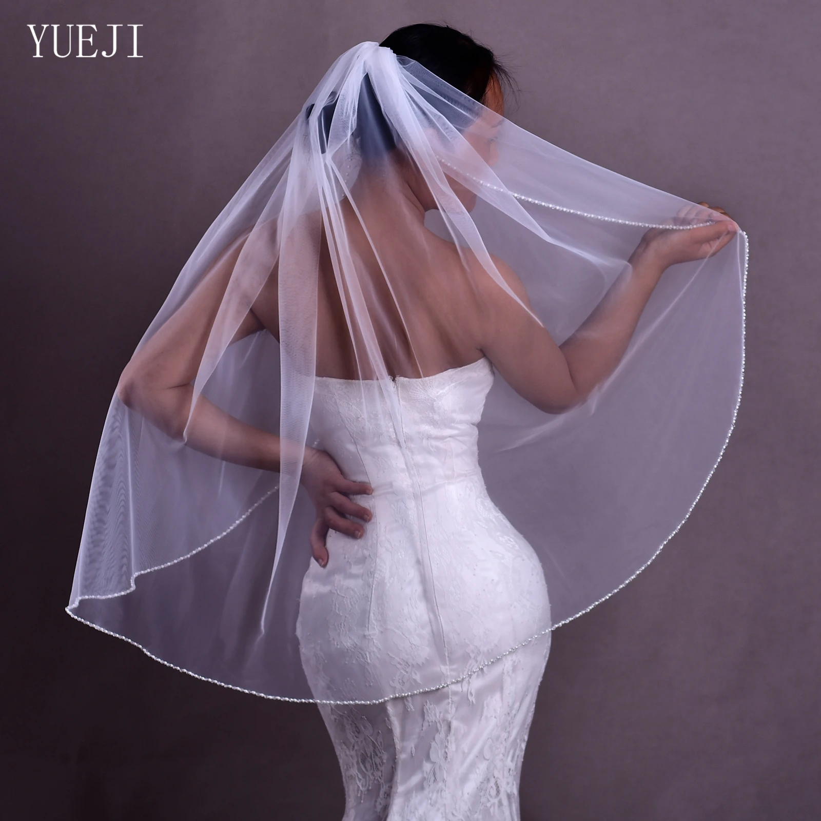 

YUEJI Bridal Elegant Hand-Beaded Edge Veil Single Soft Tulle Wedding Accessory veu para noiva YJ34 Velos De Novia 2024 Brillante