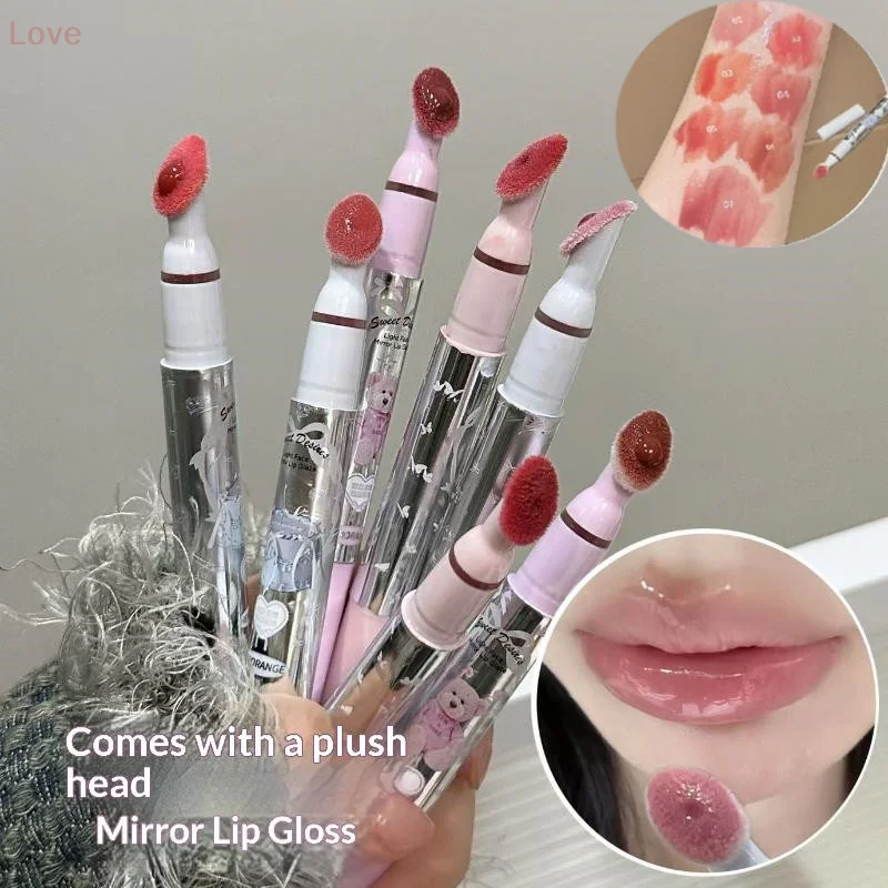 HERORANGE Błyszczyk do ust z płaską aplikacją, nawilżający, efekt lustra, długotrwały, wodoodporny, powiększający objętość ust, nieprzywierający do kubka, kosmetyki do makijażu