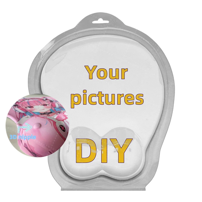 

High End Customizable Blister Packaging 3d Mouse Pad Chest Customizable Small Raised Nipple Game Anime Silicone Wrist Desk Mat