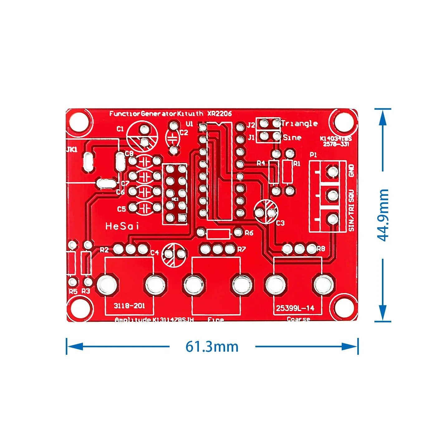 1Hz -1MHz XR2206 -Function Signal Generator DIY Kit Sine/Triangle/Square Output Signal Generator Adjustable Frequency Amplitude