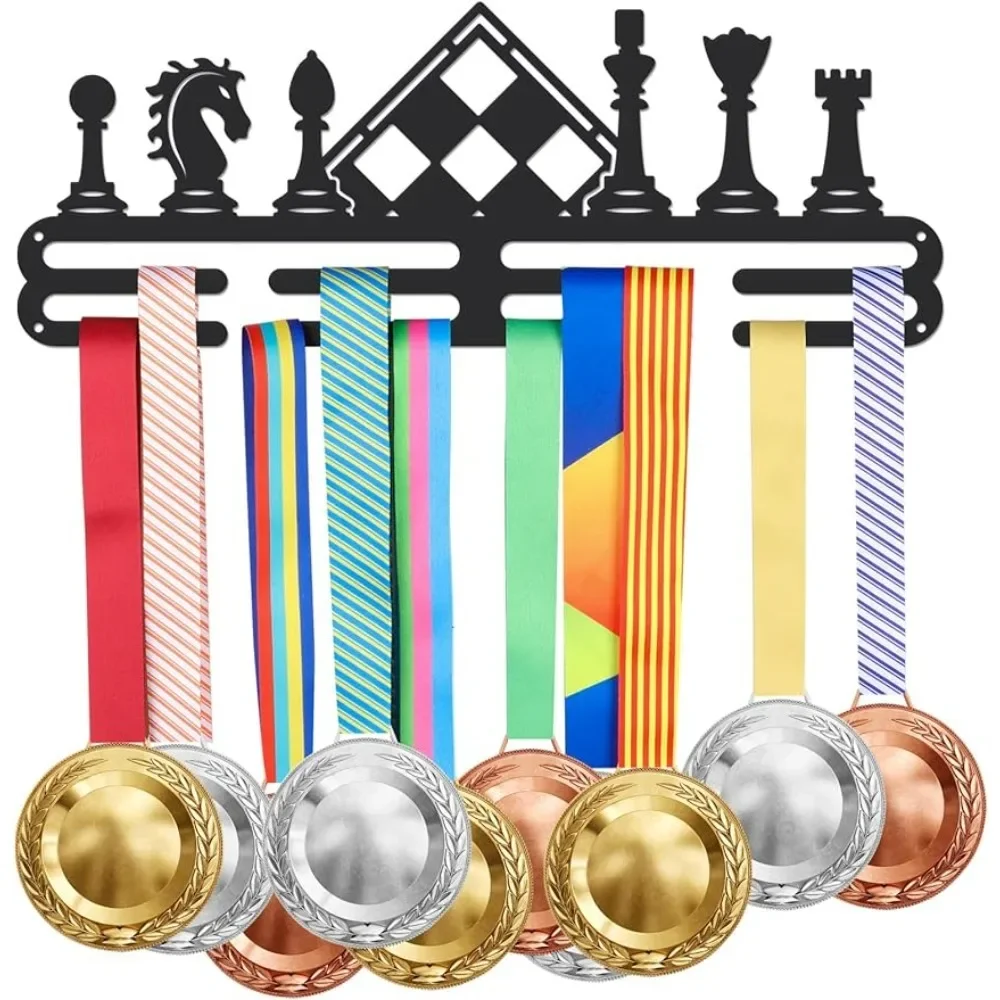 Chess Medal Hanger Display Chess Medal Display Holder with 12 Lines Sturdy Steel Award Display Holders Wall Mounted Medal