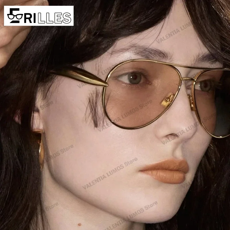 Toad-shaped Sunglasses Metal New Retro Plain Sunglasses High-end Women's Street Photography Trendy Sunglasses