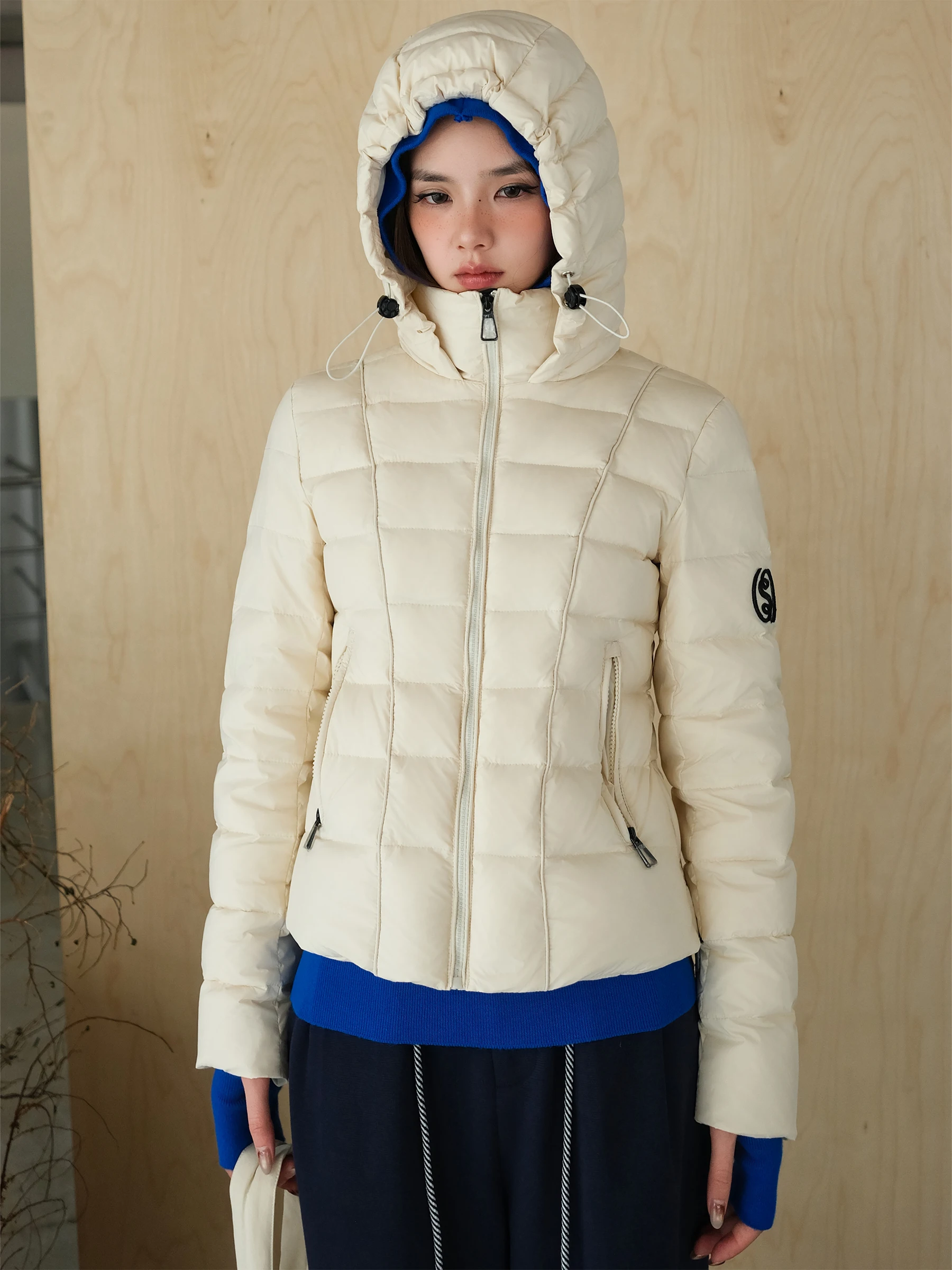 

NeoStaple Women's ort Puffer Jaet 90% White Du down Slim Fit Waist-Cinching Hooded Coat Warm Sli Commute Wear