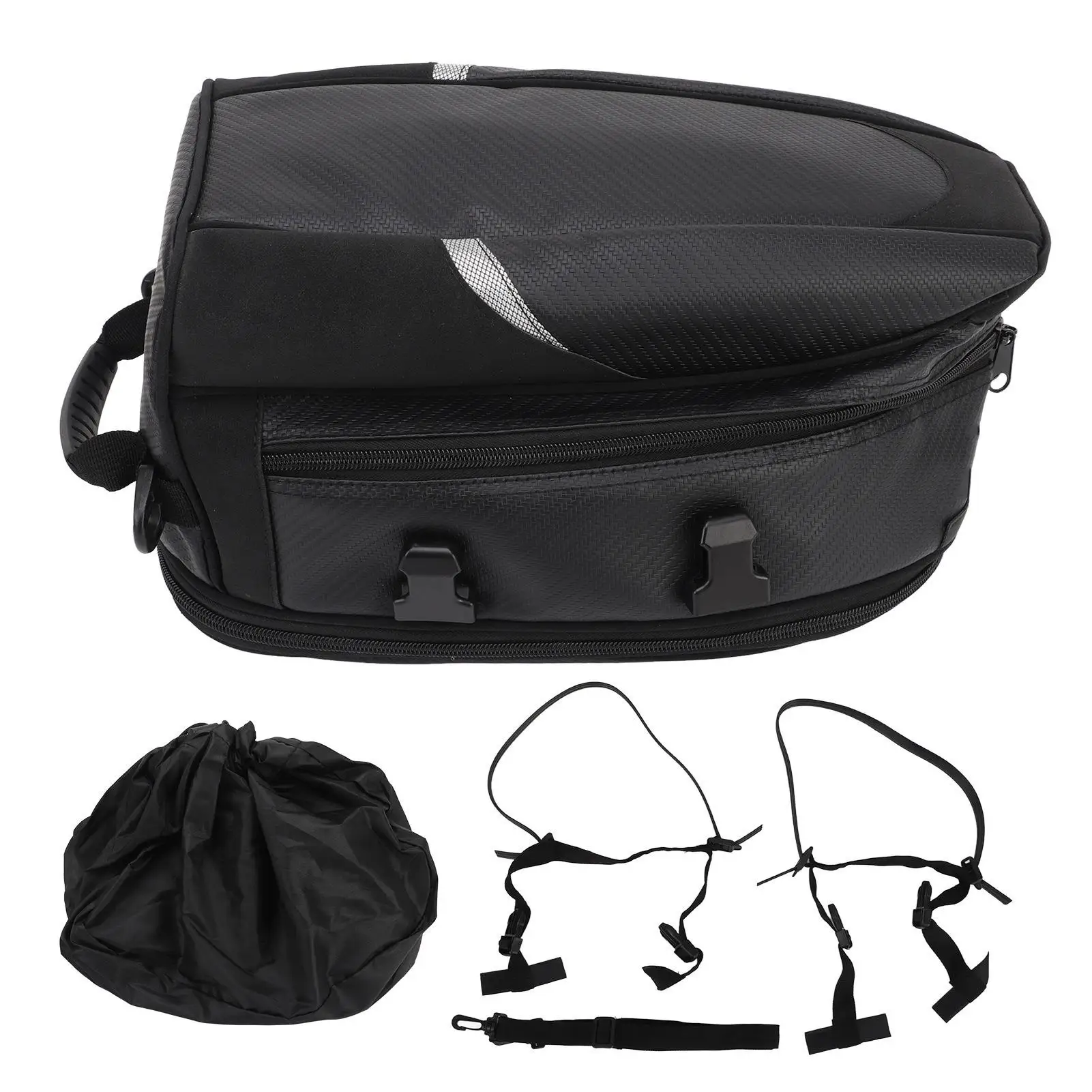 

Motorcycle Tail Bag Waterproof Luggage Storage Expandable Backpack Rear Saddle Bag 14.5-18.5L Capacity