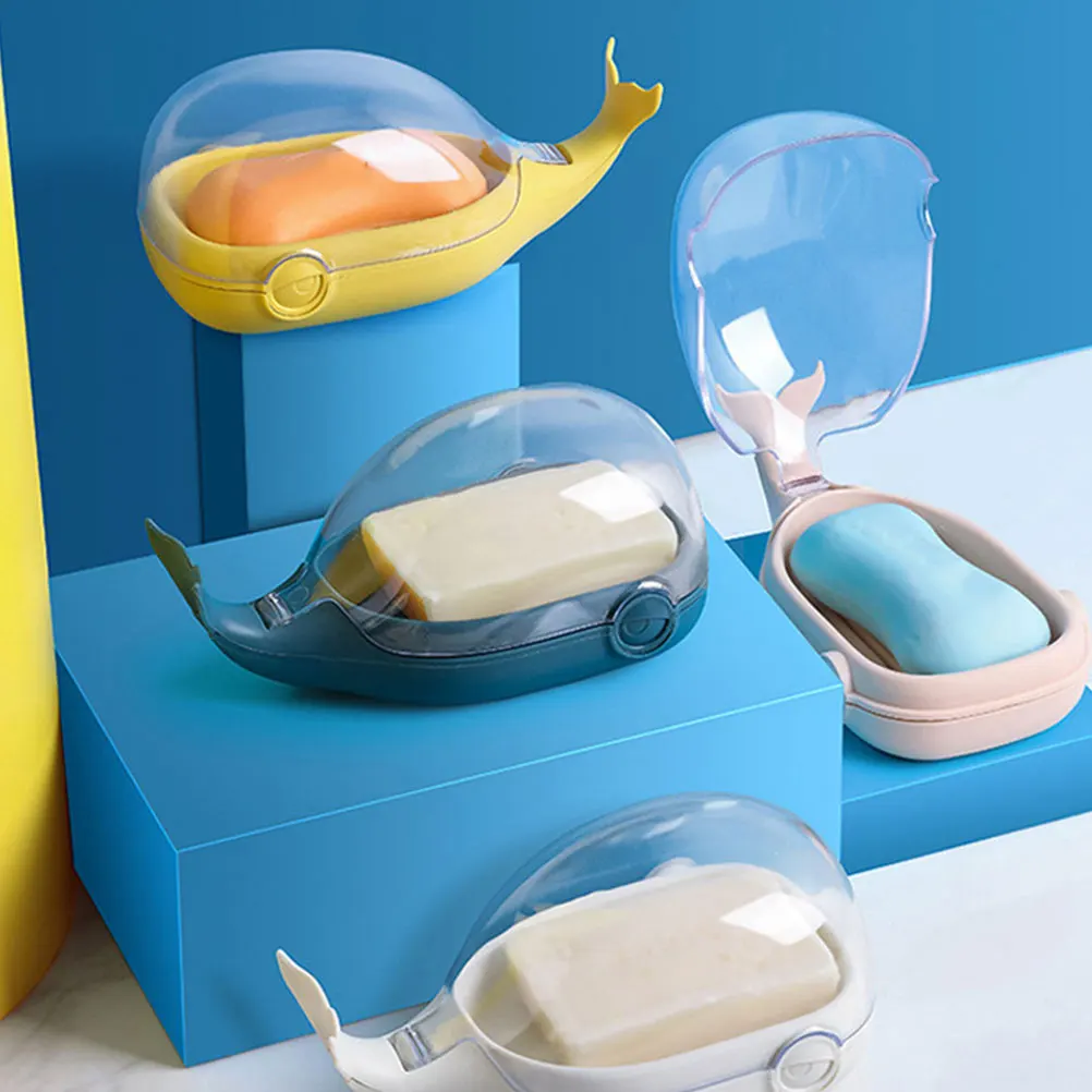 

Cabilock 2pcs Whale Drain Soap Box Travel Soap Dish Cartoon Soap Holder Bathroom Storage Waterproof PP Container Portable Case