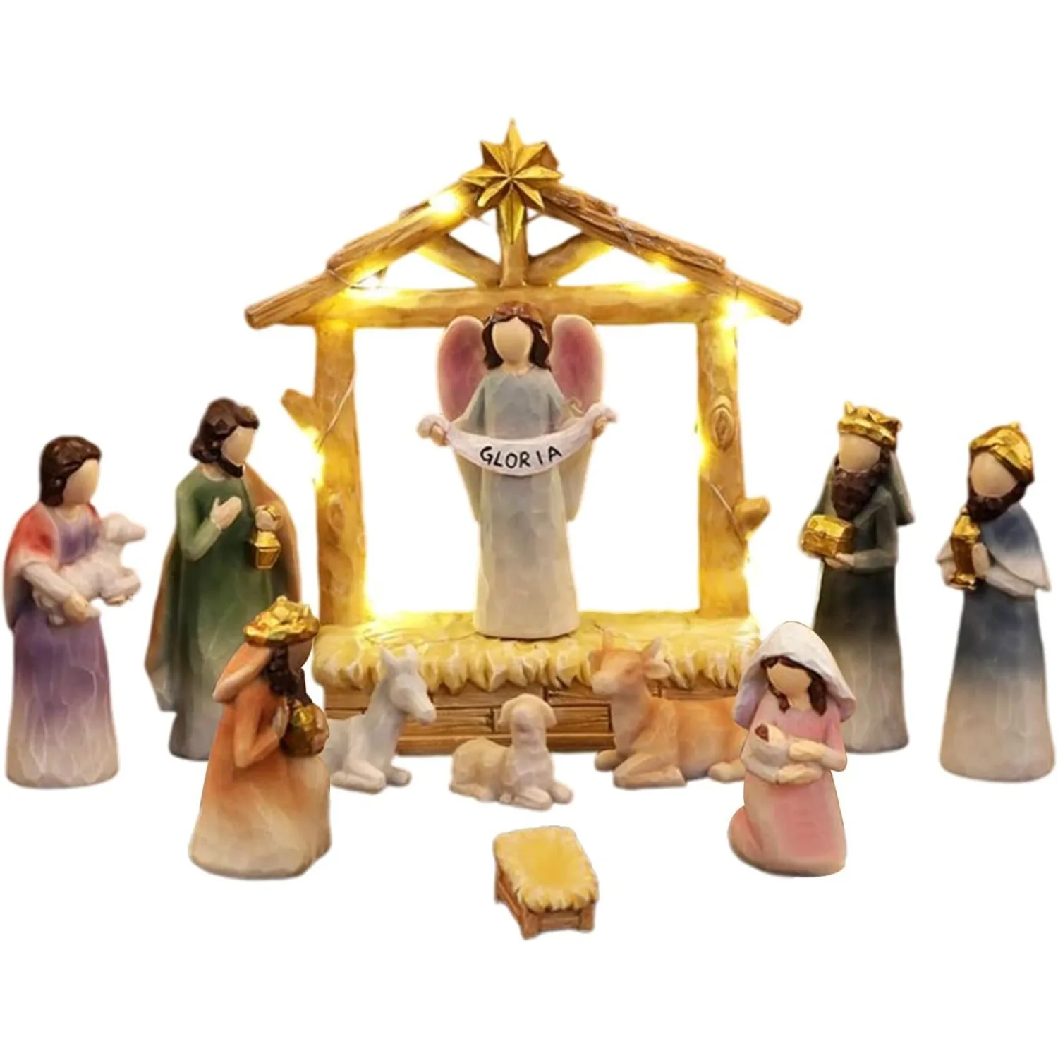 Nativity Set for Christmas Nativity Scene Resin Figurine Set Birth of Jesus Ornament Hand-Painted Holy Family Manger Scene