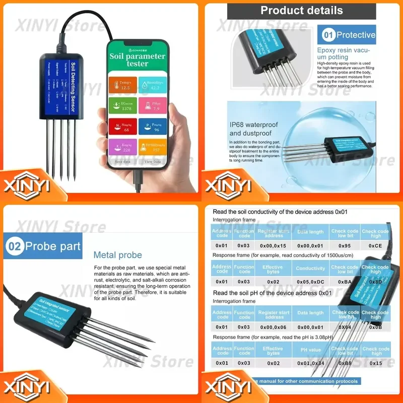 Professional 8 in 1 Handheld Soil Analyzer USB Mobile-Connect NPK PH Temp Meter Custom Supported for Agriculture