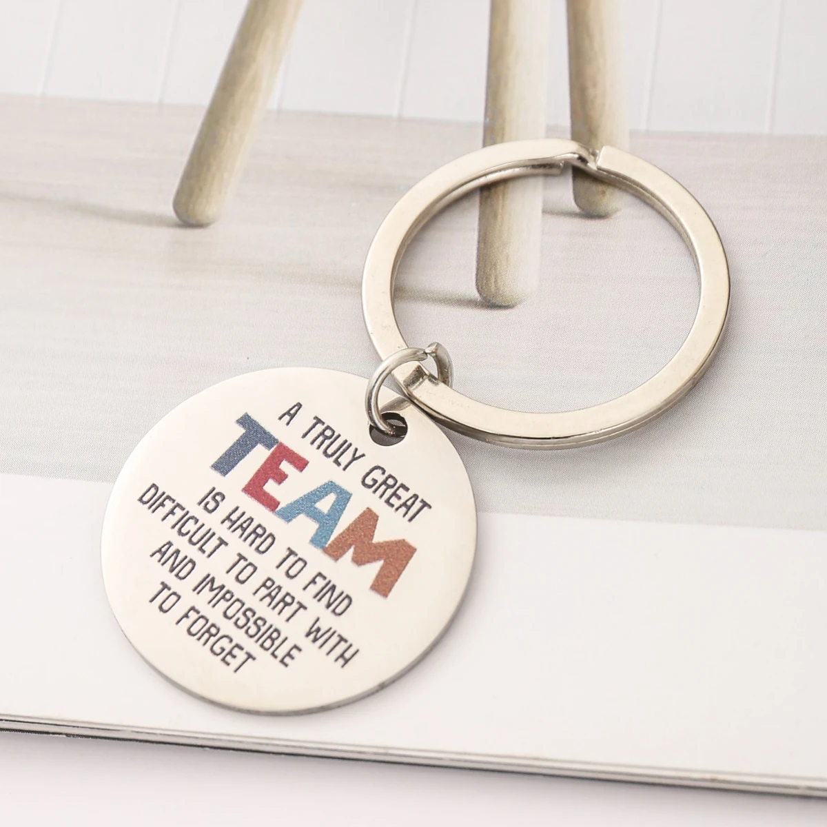 1Pc Inspirational \'A Truly Great Team\' Stainless Steel Keychain - Perfect Gift For Colleagues, Friends & Teammates