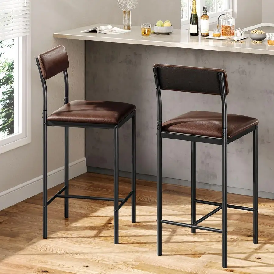 

Bar Stools Set of 2 Bar Chair with Back Kitchen Island Stools with Footrest 26.18 Breakfast Bar Stools with Thick Cushion Uphols