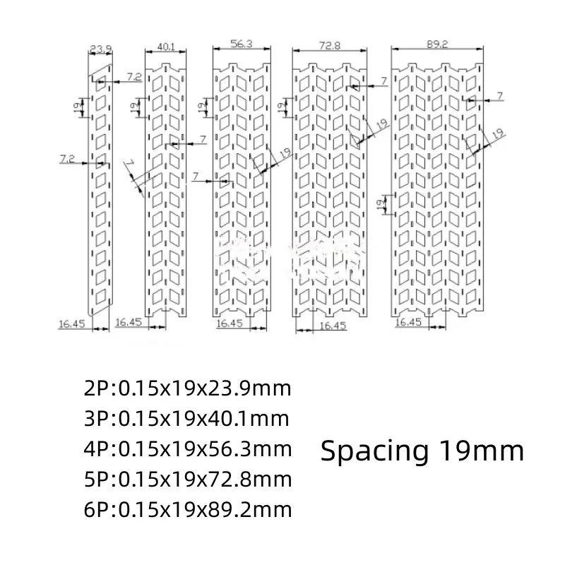 1KG W Type Lithium Battery Nickel Strip Spacing 19mm 2P 3P 4P 5P 6P 18650 Nickel Plate Spot Welding Battery Nickel Strip